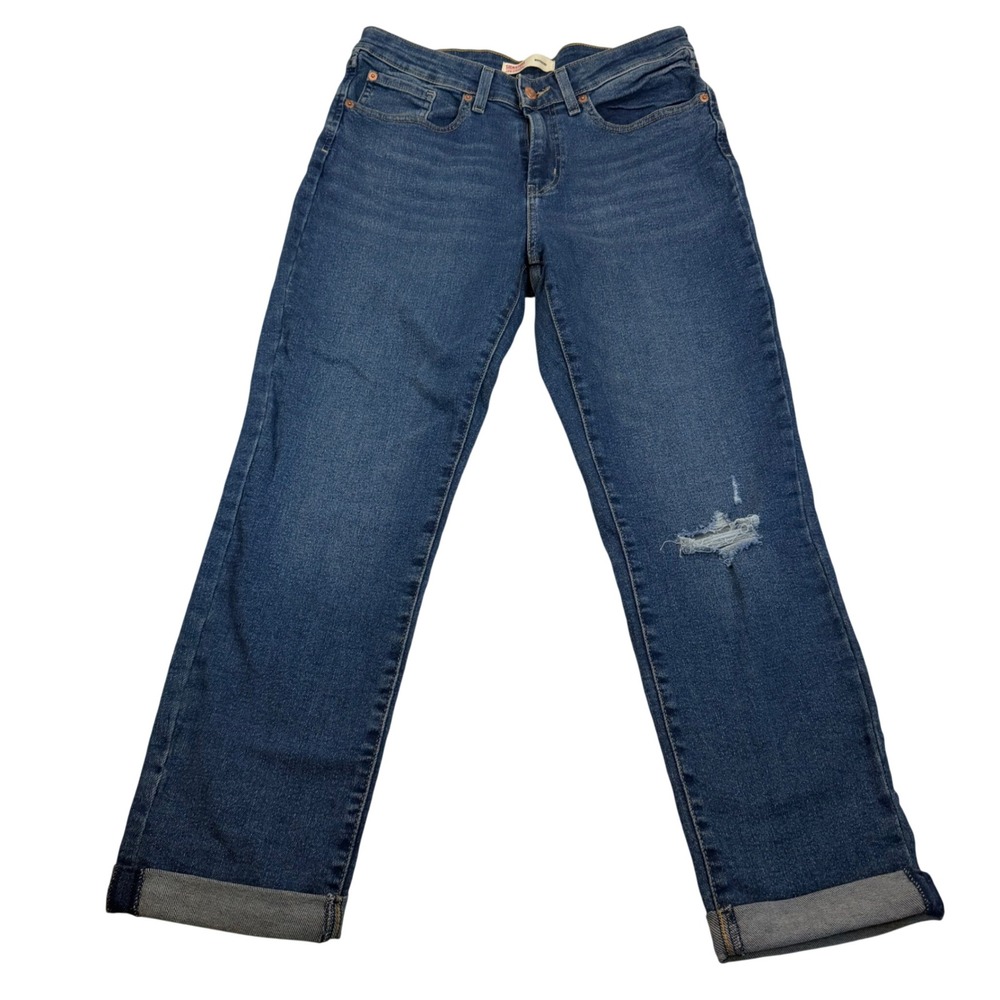 Signature by Levi Strauss Boyfriend Jeans Medium Wash Distressed Cuffed Blue 29